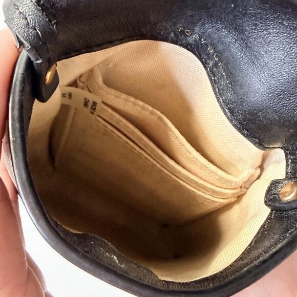 Tory Burch Miller Phone Crossbody Bag Womens Black Leather Logo Medallion Tassel - Picture 7 of 12